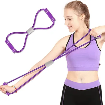 8-образна йога Пилатес Pull Rope Еластична лента Гръден кош Разработчик Гумено разширително въже за тренировка и упражнения Фитнес оборудване