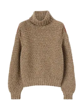 Пуловер яке висока яка кратко хлабав годни плътен цвят дизайн топло и удобно 2023 зима нов 1121