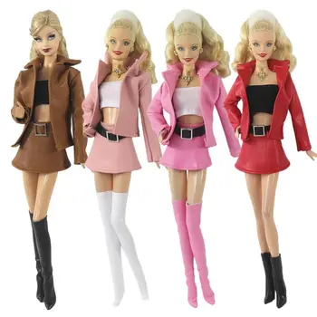 кукла мода ежедневни облекла PU кожено яке палто пола за 1/6 BJD кукли ръчно изработени женски кукли дрехи дънки панталони за 30 см кукла