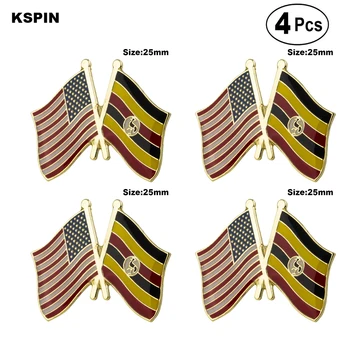 САЩ Уганда Знаме на приятелството ПИН Значка за значка с ревер Брошка икони 4бр