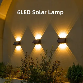 Супер ярка LED слънчева светлина на открито Водоустойчива вила Градинска стенна лампа Интелигентен сензор за управление на светлината Балконски стълби Слънчеви лампи