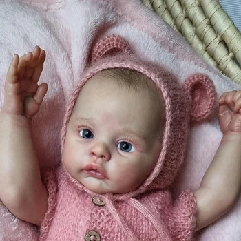 18inch Преродена бебешка кукла Meadow пълно тяло 100% ръчно изработена 3D кожа с висбилни вени Колекционерска арт кукла Коледен подарък